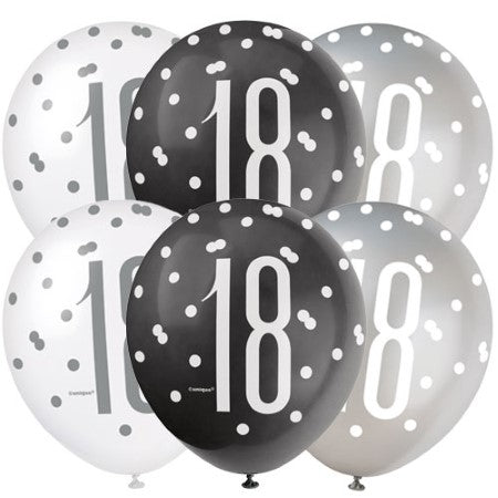 Black Glitz 18 Latex Balloons I 18th Birthday Party Decorations I My Dream Party Shop UK