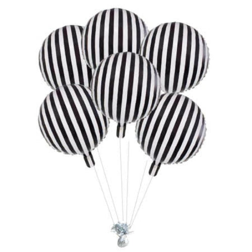 Black and White Striped Foil Balloon I Black and White Party Decorations I My Dream Party Shop UK