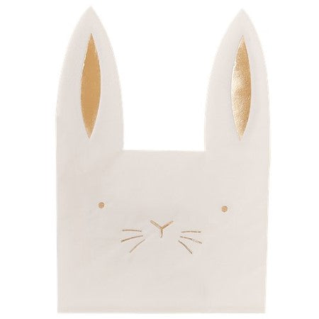 White and Gold Bunny Shaped Napkins I Easter Tableware I UK