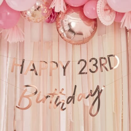 Customisable Rose Gold Milestone Birthday Garland I Modern Rose Gold Decor I My Dream Party Shop UK