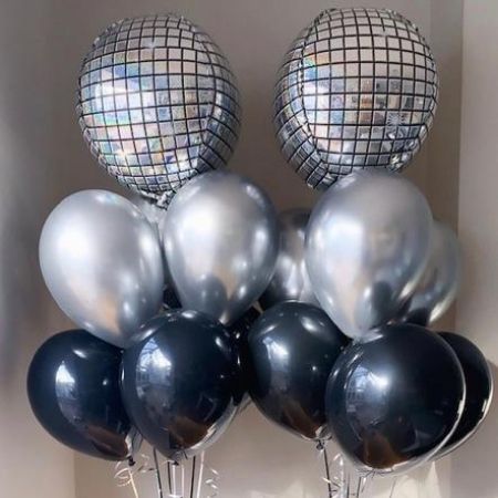Disco Setsilver Disco Ball Helium Balloon Set For Party & Wedding