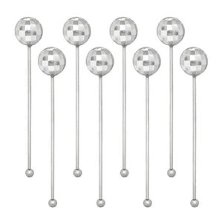 10/24 Pcs Disco Ball Drink Stirrers 1970s Disco Ball Bar Friut Muddlers  Party Decorations D1H1