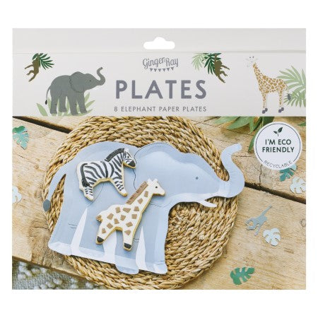 Elephant Paper Party Plates I Jungle Party Tableware I My Dream Party Shop UK