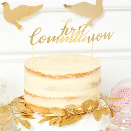 First Communion Gold Cake Topper I First Holy Communion Party SuppliesI My Dream Party Shop