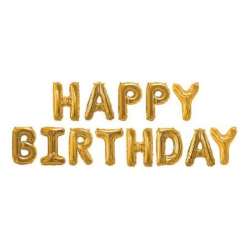 Gold Happy Birthday Balloon Bunting I Modern Party Balloons I My Dream Party Shop