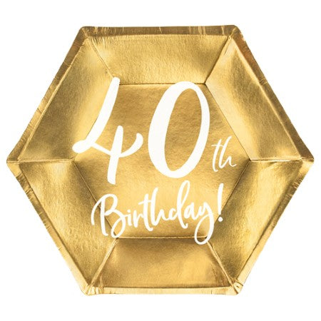 Small Gold 40th Birthday Plates I 40th Birthday Party Supplies I My Dream Party Shop UK