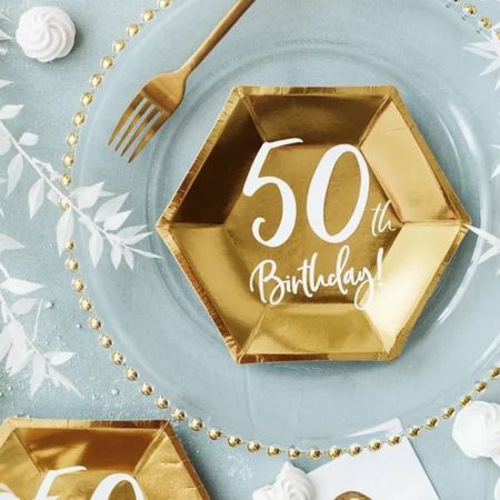 Gold 50th Birthday Plates I 50th Birthday Party Supplies I My Dream Party Shop UK