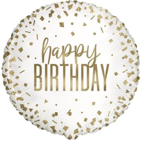 Gold Confetti Happy Birthday Balloon I Helium Birthday Balloons for Collection Ruislip I My Dream Party Shop UK