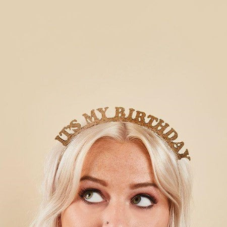 Gold Glitter Birthday Headband Hootyballoo I Milestone Birthdays I My Dream Party Shop