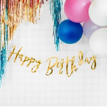 Gold Foil Happy Birthday Garland I Modern Birthday Party Decorations I My Dream Party Shop I UK