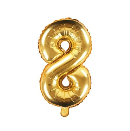Small Gold Foil Number Eight Balloons 14 Inches I My Dream Party Shop I UK