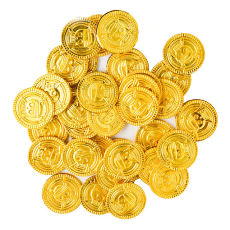 Gold Plastic Pirate Coins I Cool Pirate Party Decorations & Tableware I My Dream Party Shop I UK