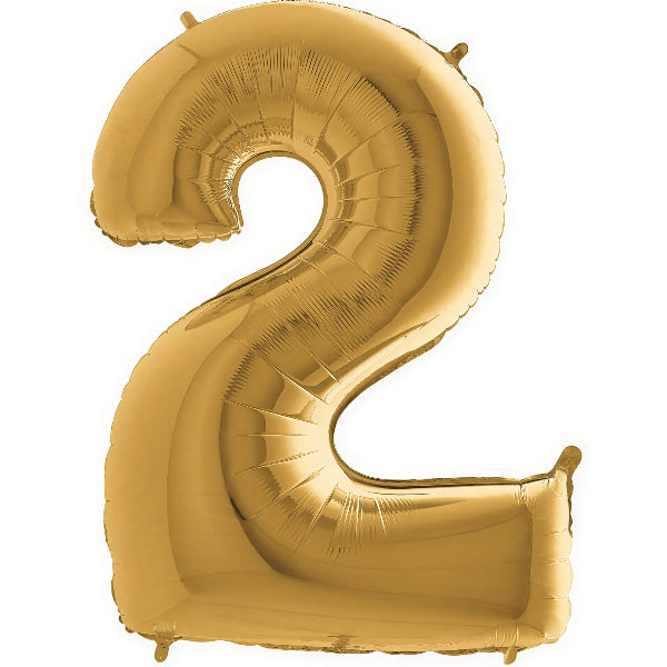 Helium Inflated Vintage Gold Two Foil Number Balloon, 40 Inches I My Dream Party Shop Ruislip