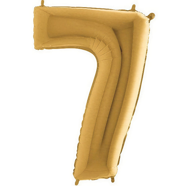 Helium Inflated Vintage Gold Seven Foil Number Balloons, 40 Inches I My Dream Party Shop Ruislip