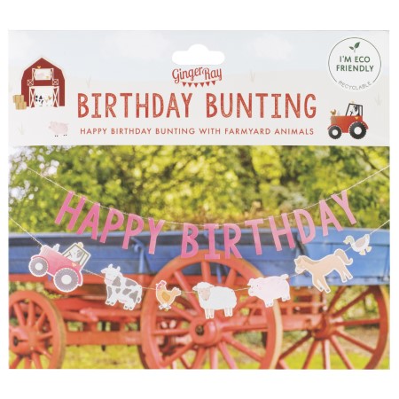 Farm Animals Happy Birthday Bunting I Farmyard Party Decorations I My Dream Party Shop UK