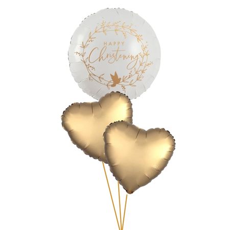 Happy Christening and Heart Helium Bouquet I Helium Balloons for Collection Ruislip I My Dream Party Shop