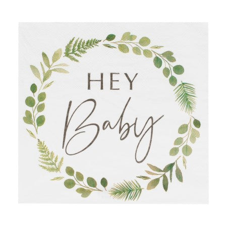 Botanical Hey Baby Napkins I Baby Shower Supplies I My Dream Party Shop UK