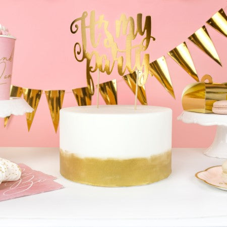 It's My Party Gold Cake Topper I Cool Cake & Party Decorations I UK