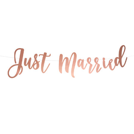 Rose Gold Just Married Garland I Wedding Decorations and Balloons I My Dream Party Shop UK
