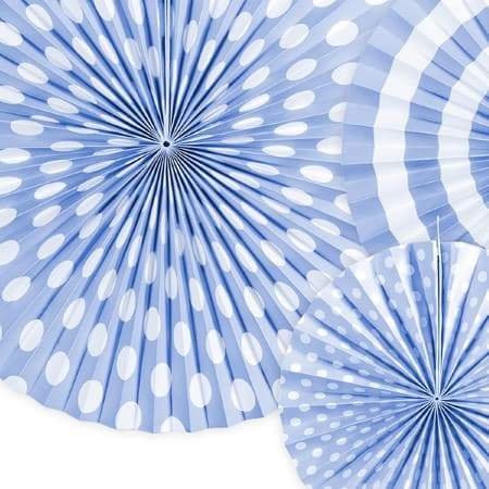 Pastel Blue Rosette Fans I Paper Fan Decorations I UK
