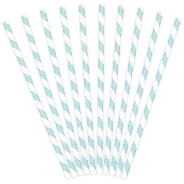 Pastel Blue and White Striped Straws I Blue Party Tableware I My Dream Party Shop UK