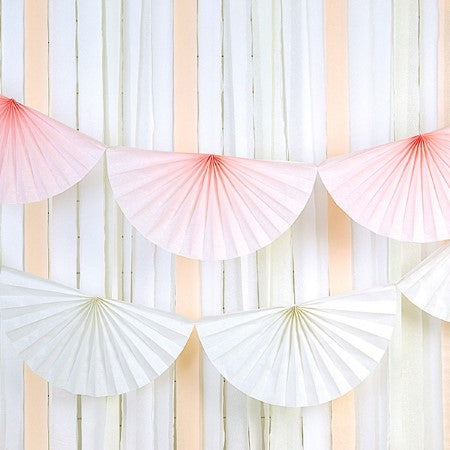 White Tissue Fan Garland I Modern White Decorations I UK
