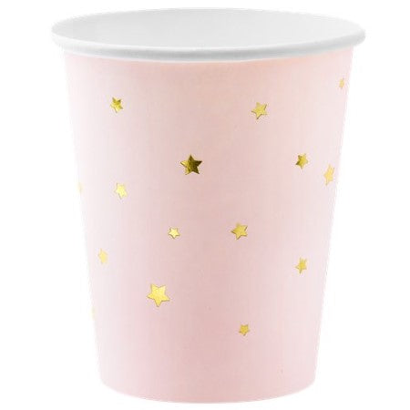 Pastel Pink Cups with Gold Stars I Modern Pink Tableware I My Dream Party Shop