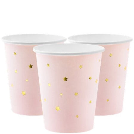 Pastel Pink Cups with Gold Stars I Modern Pink Tableware I My Dream Party Shop