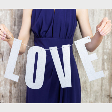 Silver Glitter Love Garland I Modern Wedding Decorations I My Dream Party Shop I UK