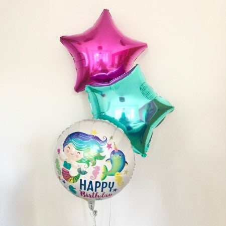 Mermaid Foil Balloons Inflated with Helium for Collection I My Dream Party Shop Ruislip
