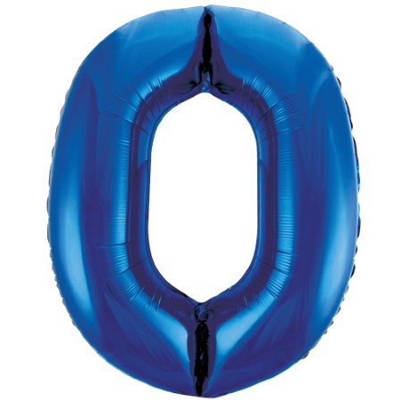 Gigantic Blue Foil Number 0 Balloon, 34 Inches I My Dream Party Shop