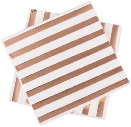 Metallic Rose Gold Striped Napkins I Rose Gold Party Tableware I UK