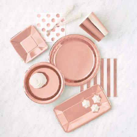 Metallic Rose Gold Stripe Napkins I Rose Gold Party Tableware I My Dream Party Shop UK