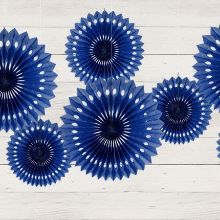 Navy Blue Rosette Fans I Navy Party Fan Decorations I My Dream Party Shop UK