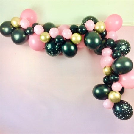 Modern Black, Pink and Gold Chrome Balloon Garland Kit I 16th Party Decorations