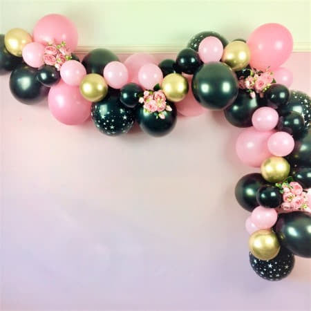 Modern Black, Pink and Gold Chrome Balloon Garland Kit I Hen Party Decoration I My Dream Party Shop