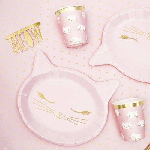 Pretty Pink Cat Plates I Pretty Pink Cat Party Supplies I My Dream Party Shop UK