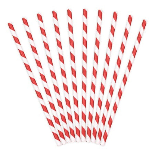 Red and White Striped Paper Drinking Straws I Red Party Supplies I My Dream Party Shop I UK