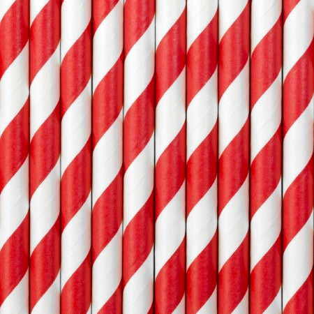 Red and White Striped Paper Straws I Modern Red Party Supplies I My Dream Party Shop