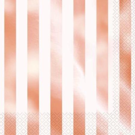 Metallic Rose Gold Striped Napkins