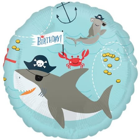 Sea Ahoy Pirate Shark Happy Birthday Balloon I Under the Sea Party Decorations I My Dream Party Shop UK