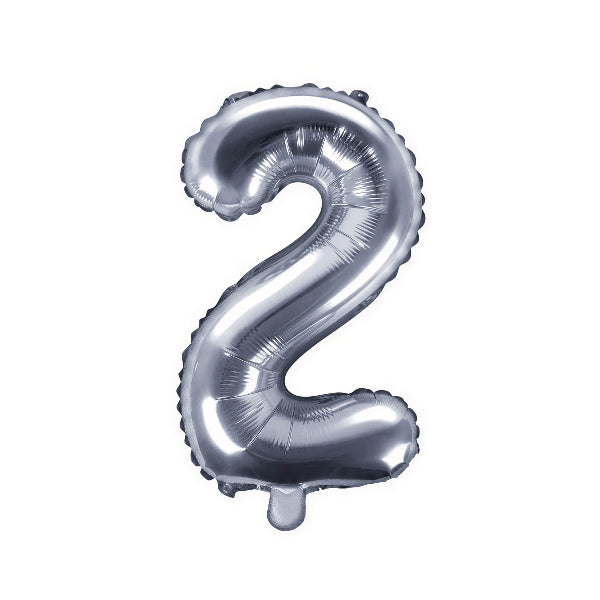 Small Silver Foil Number Two Balloons 14 Inches I My Dream Party Shop I UK
