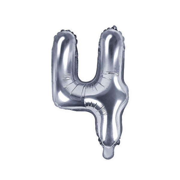 Small Silver Foil Number Four Balloons 14 Inches I My Dream Party Shop I UK