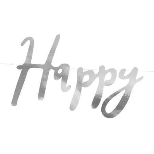 Silver Happy Birthday Garland I Stylish Silver Party Supplies I UK