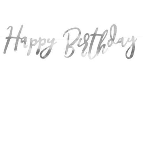Silver Happy Birthday Garland I Modern Silver Party Decorations I UK