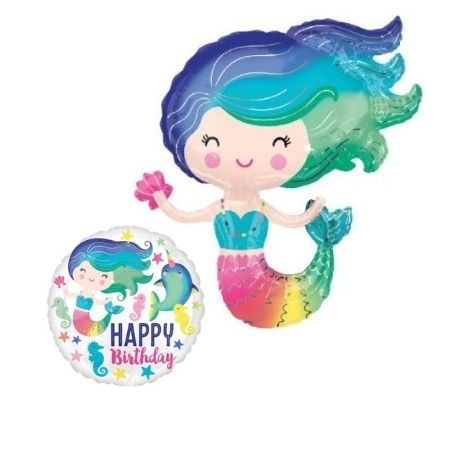 Mermaid Foil Balloons Inflated with Helium for Collection I My Dream Party Shop Ruislip