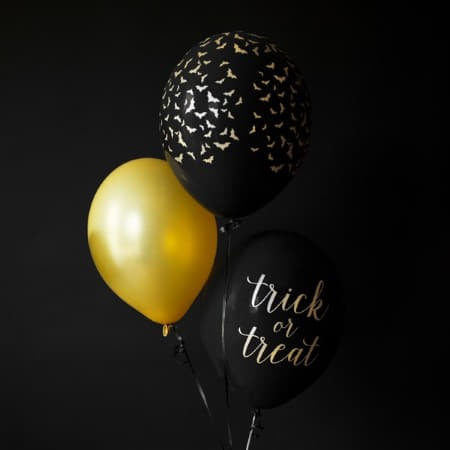 Black Trick or Treat Halloween Balloons I Halloween Party Supplies I My Dream Party Shop UK