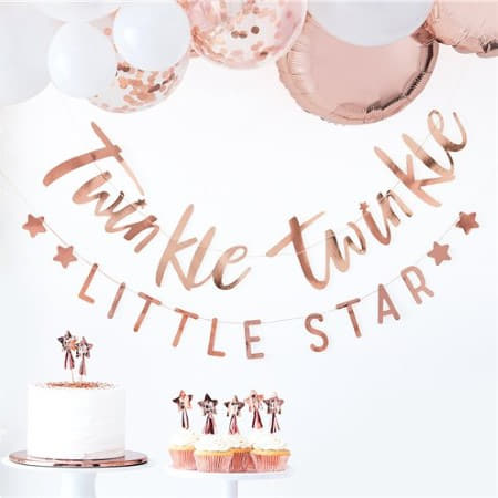 Twinkle Twinkle Little Star Rose Gold Garland I Christening Party Tableware I My Dream Party Shop