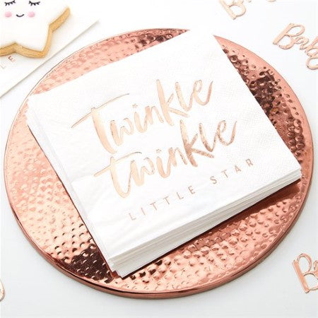 Twinkle Twinkle Rose Gold Napkins I Christening or Baby Shower I UK