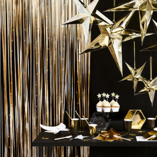 Matt Chrome Gold Door Curtain I Party Backdrops I My Dream Party Shop